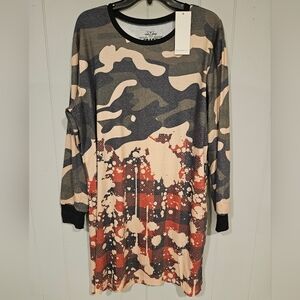 Crazy Train Women's Camo Splatter Buffalo Plaid Dress XLarge XL Cool Summer NWT